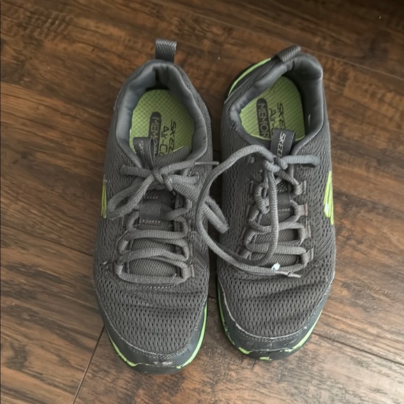 Skechers Other - Skechers Kids Gray and Green Shoes size 5 fair condition with some flaws